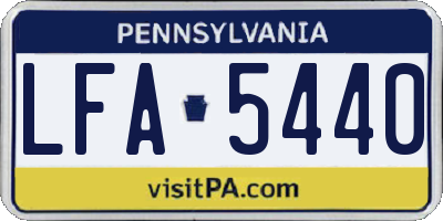 PA license plate LFA5440