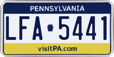 PA license plate LFA5441