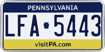PA license plate LFA5443