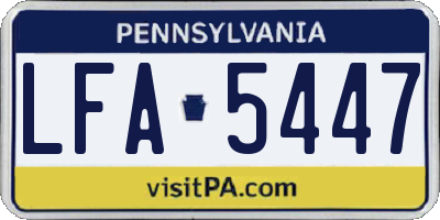 PA license plate LFA5447