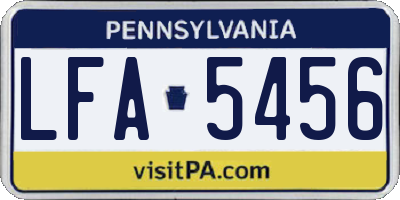 PA license plate LFA5456