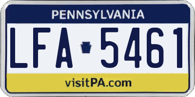 PA license plate LFA5461