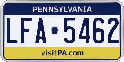 PA license plate LFA5462