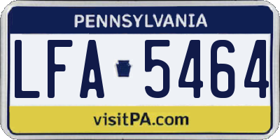 PA license plate LFA5464