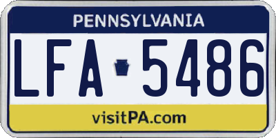 PA license plate LFA5486