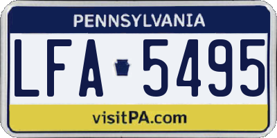 PA license plate LFA5495