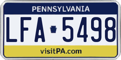 PA license plate LFA5498