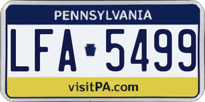 PA license plate LFA5499