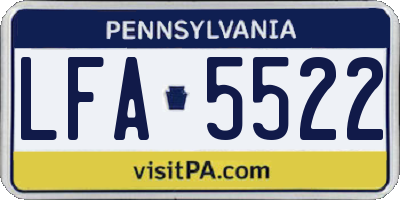 PA license plate LFA5522