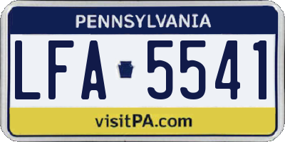 PA license plate LFA5541