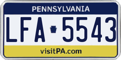 PA license plate LFA5543