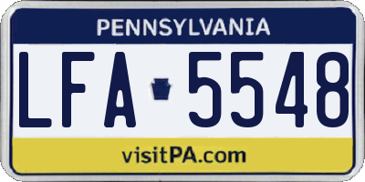 PA license plate LFA5548