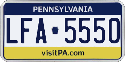 PA license plate LFA5550
