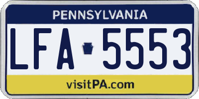 PA license plate LFA5553