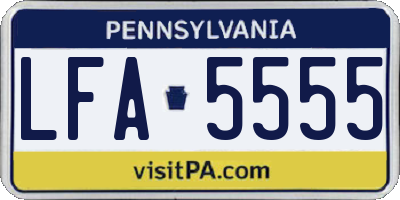PA license plate LFA5555