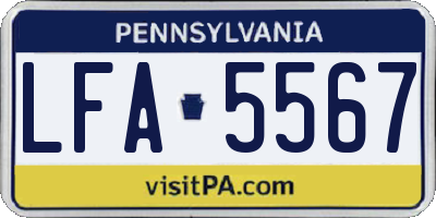 PA license plate LFA5567