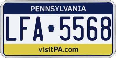 PA license plate LFA5568