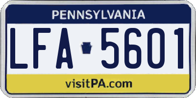 PA license plate LFA5601