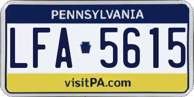 PA license plate LFA5615