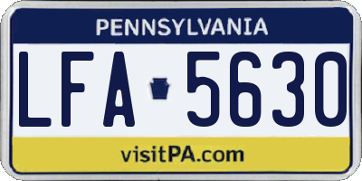 PA license plate LFA5630