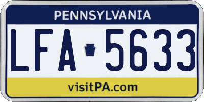 PA license plate LFA5633