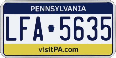 PA license plate LFA5635