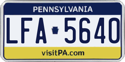 PA license plate LFA5640