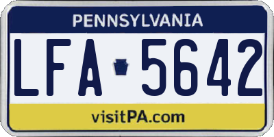 PA license plate LFA5642