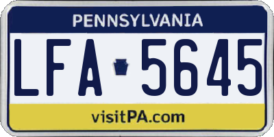 PA license plate LFA5645