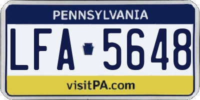 PA license plate LFA5648