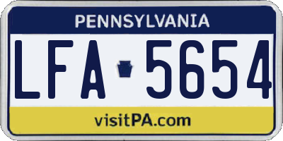 PA license plate LFA5654