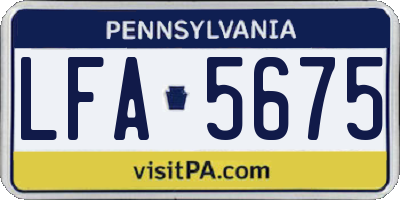 PA license plate LFA5675