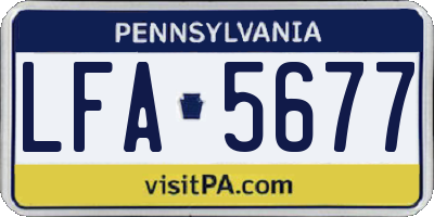 PA license plate LFA5677