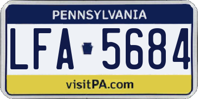 PA license plate LFA5684