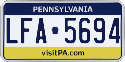 PA license plate LFA5694