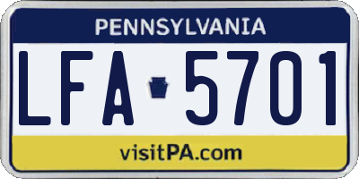 PA license plate LFA5701