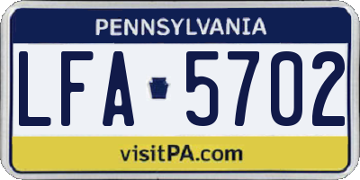 PA license plate LFA5702