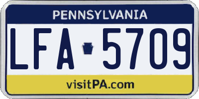 PA license plate LFA5709