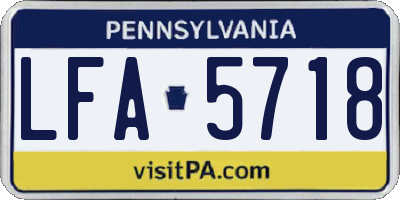 PA license plate LFA5718
