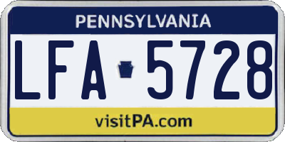 PA license plate LFA5728