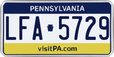 PA license plate LFA5729