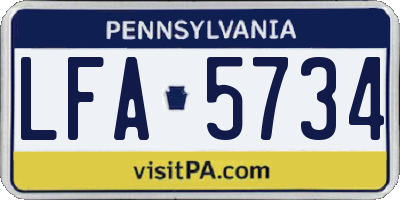 PA license plate LFA5734