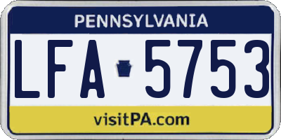 PA license plate LFA5753