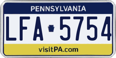 PA license plate LFA5754