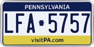PA license plate LFA5757