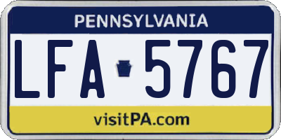 PA license plate LFA5767