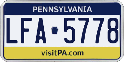 PA license plate LFA5778