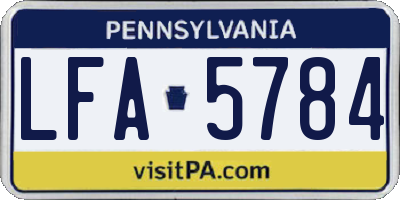 PA license plate LFA5784