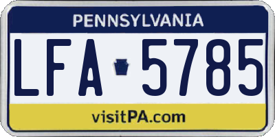 PA license plate LFA5785