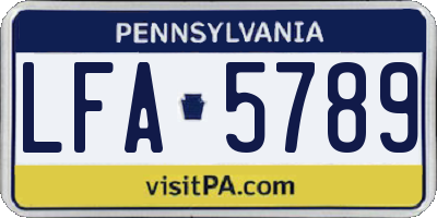 PA license plate LFA5789